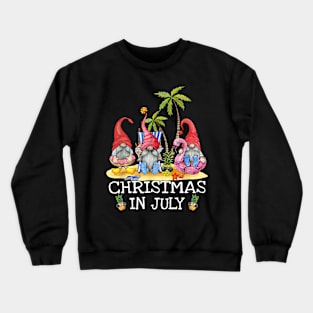 Three Gnomes Summer Vacation Hawaiian Christmas In July Crewneck Sweatshirt